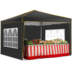 HOTEEL 10x10 Pop up Canopy with Sidewalls,Waterproof Tent for Parties Wedding Event,Instant Outdoor Gazebos with Carry Bag,Stakes,Ropes & Sandbags,Black