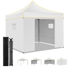 HOTEEL Canopy Tent 10x10 Pop Up Canopy, Outdoor Easy Up Canopy With Sidewalls, Portable Event Tent for Backyard, Parties, Camping, Commercial, White