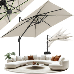 HOTEEL 10ft Patio Umbrella Outdoor Square Large Cantilever Windproof Offset and Heavy Duty Sun Umbrella for Garden Deck Pool，Gray