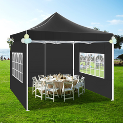 Hoteel 10x10 Heavy Duty Canopy Tent with 4 Sidewalls, Commercial Instant Shelter Tent for Parties, Wedding Event, Adjustable Outdoor Canopy with Carry Bag, 4 Ropes & 8 Stakes, Black