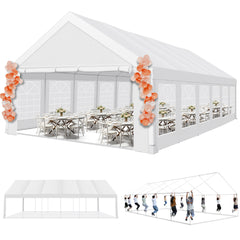 HOTEEL 20x40 Party Tent Heavy Duty with 8 Removable Sidewalls & 4 Built-in Sandbags, Commercial Wedding Large Tent, UV 50+, Waterproof, White