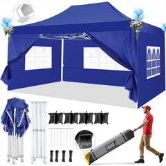 Hoteel 10'x15' Heavy Duty Canopy Tent with 4 Sidewalls,Pop up Canopy for Parties Wedding,Commercial Easy up Gazebo with Roller Bag,UV 50+&Waterproof