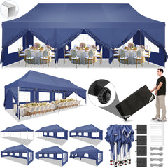 Hoteel 10'x30' Pop up Canopy, Pop up Party Tent with 6 Removable Sidewalls, Outdoor Event Gazebo, Commercial Canopy Tents for Parties Wedding, Gray