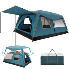 COBIZI 10 Person Camping Tent, Instant Setup 3 Minutes Large Family Tent with Removable Awning, Waterproof 2 Room Tent with UV Protection & Windproof, Spacious Portable Cabin Tent for Camping, Hiking, Family Trips, Backyard