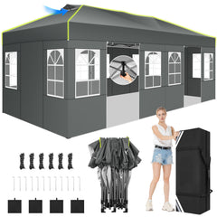 COBIZI 10x20 Pop up Canopy Tent Easy up Canopy for Outside Instant Portable Waterproof Party Canopy Tent for Summer Beach Garden Party Camping Outside with Air Vent,Reflective Strip,4 Sandbags