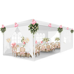 HOTEEL 10'x10'、10'x20'、10'x30' Canopy Party Tent with 4 Removable Sidewalls, Outdoor Tent for Parties, Event Tent, Large Canopy Tent for Weddings, Parties, Patio Camping Gazebo, All Season & Waterproof, White