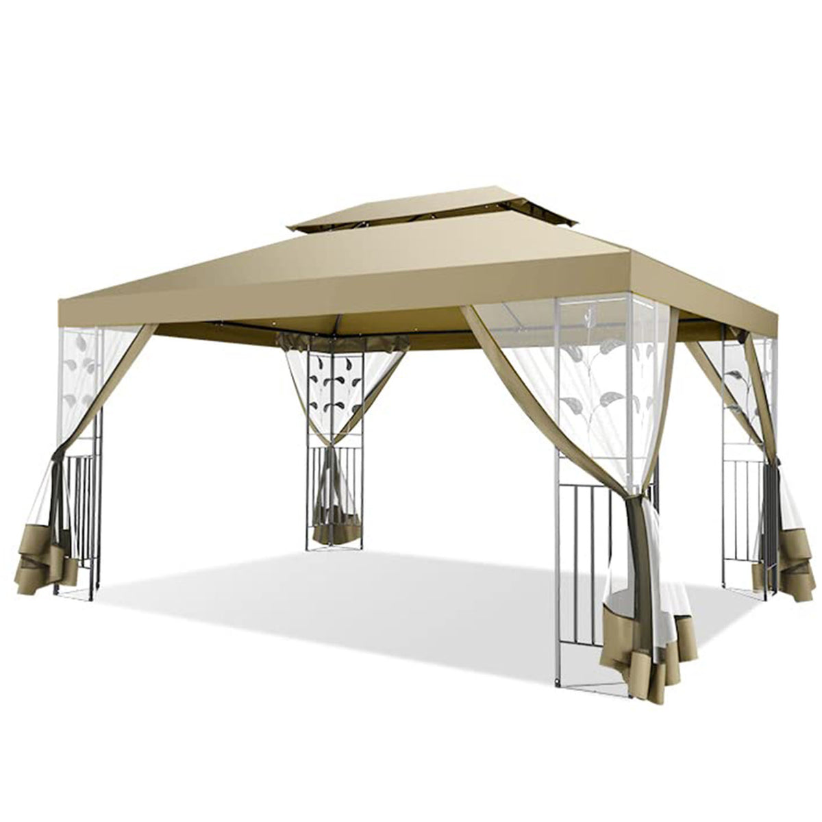 YUEBO 10'x 13' Metal Patio Gazebo, Outdoor Gazebo Canopy Tent for Backyard with Mosquito Netting, Gazebos Shelter with Steel Frame, Patio Covers