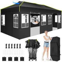 COBIZI 10x20 Pop up Canopy Tent Easy up Canopy for Outside Instant Portable Waterproof Party Canopy Tent for Summer Beach Garden Party Camping Outside with Air Vent,Reflective Strip,4 Sandbags