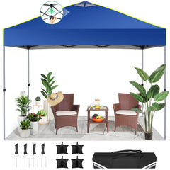 Hoteel Canopy 10x10 Pop Up Canopy Tent 1-Button Push Easy up Outdoor Canopy Instant Portable Commercial Shelter Waterproof UPF50+ Gazebo with Reflective Strip, Air Vent & 4 Sandbags, White