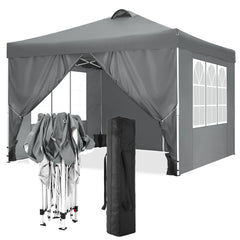10' x 10' Adjustable Height Pop-up Canopy Tent Fully Waterproof Instant Outdoor Canopy Folding Shelter with 4 Removable Sidewalls, Air Vent on The Top, 4 Sandbags, Carrying Bag