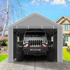 HOTEEL 12 x 20 ft Heavy Duty Steel Car Carport Canopy Tents with Window for Outside Party, Gray