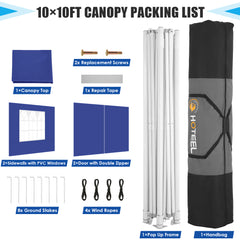 Hoteel 10x10 Heavy Duty Canopy Tent with 4 Sidewalls, Commercial Instant Shelter Tent for Parties, Wedding Event, Adjustable Outdoor Canopy with Carry Bag, 4 Ropes & 8 Stakes, Dark Blue