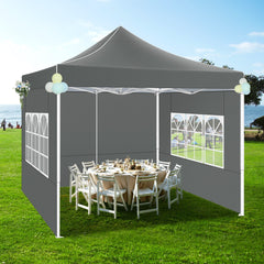 Hoteel 10'x10' Heavy Duty Canopy Tent with 4 Sidewalls, Commercial Instant Shelter Tent for Parties, Wedding Event, Adjustable Outdoor Canopy with Carry Bag, 4 Ropes & 8 Stakes, Dark Blue