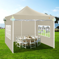 Hoteel 10x10 Heavy Duty Canopy Tent with 4 Sidewalls, Commercial Instant Shelter Tent for Parties, Wedding Event, Adjustable Outdoor Canopy with Carry Bag, 4 Ropes & 8 Stakes