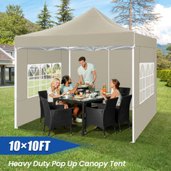 Hoteel 10x10 Heavy Duty Canopy Tent with 4 Sidewalls, Commercial Instant Shelter Tent for Parties, Wedding Event, Adjustable Outdoor Canopy with Carry Bag, 4 Ropes & 8 Stakes