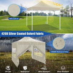 Hoteel 10x10 Heavy Duty Canopy Tent with 4 Sidewalls, Commercial Instant Shelter Tent for Parties, Wedding Event, Adjustable Outdoor Canopy with Carry Bag, 4 Ropes & 8 Stakes