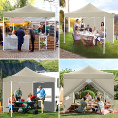 Hoteel 10x10 Heavy Duty Canopy Tent with 4 Sidewalls, Commercial Instant Shelter Tent for Parties, Wedding Event, Adjustable Outdoor Canopy with Carry Bag, 4 Ropes & 8 Stakes