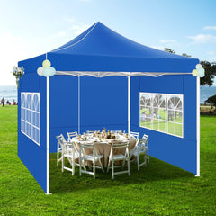 Hoteel 10'x10' Heavy Duty Canopy Tent with 4 Sidewalls, Commercial Instant Shelter Tent for Parties, Wedding Event, Adjustable Outdoor Canopy with Carry Bag, 4 Ropes & 8 Stakes, Dark Blue