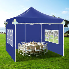 Hoteel 10'x10' Heavy Duty Canopy Tent with 4 Sidewalls, Commercial Instant Shelter Tent for Parties, Wedding Event, Adjustable Outdoor Canopy with Carry Bag, 4 Ropes & 8 Stakes, Dark Blue