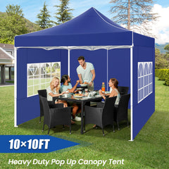 Hoteel 10x10 Heavy Duty Canopy Tent with 4 Sidewalls, Commercial Instant Shelter Tent for Parties, Wedding Event, Adjustable Outdoor Canopy with Carry Bag, 4 Ropes & 8 Stakes