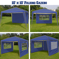 COBIZI Pop up Canopy Tent 10x10 Commercial Instant Canopy with 4 Sidewalls & Carry Bag 4 Stakes & Ropes & Sandbags Portable Tent for Parties Beach Camping Party Event Shelter Sun Shade