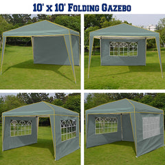 COBIZI Pop up Canopy Tent 10x10 Commercial Instant Canopy with 4 Sidewalls & Carry Bag 4 Stakes & Ropes & Sandbags Portable Tent for Parties Beach Camping Party Event Shelter Sun Shade