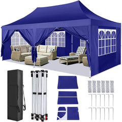 COBIZI 10'x20' Pop Up Canopy Tent with 6 Sidewalls, Wedding Party Tent Outdoor Canopy UV50+ Waterproof Canopy Tent Event Shelter, 3 Adjustable Heights, with Carry Bag, White