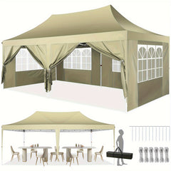 COBIZI 10x20 Canopy Tent with Sidewalls, 3 Adjustable Height Commercial Canopy, Pop Up Party Canopy with 12 Stakes & 6 Ropes,Blue