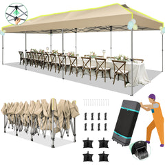 HOTEEL 10x30 EZ Pop Up Canopy, One Push Setup Glow Party Tent for Commercial, Waterproof UPF50+ Wedding Tent with Wheeled Bag & Air Vent