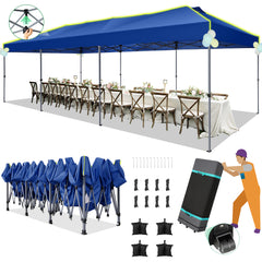 HOTEEL 10x30 EZ Pop Up Canopy, One Push Setup Glow Party Tent for Commercial, Waterproof UPF50+ Wedding Tent with Wheeled Bag & Air Vent