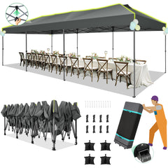 HOTEEL 10x30 EZ Pop Up Canopy, One Push Setup Glow Party Tent for Commercial, Waterproof UPF50+ Wedding Tent with Wheeled Bag & Air Vent