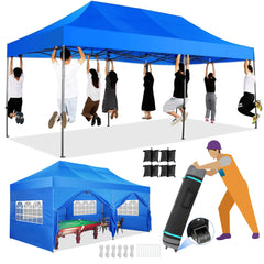 HOTEEL 6.5x6.5 FT Pop up Canopy, Waterproof Commercial Canopy Tent,Outdoor Garden Gazebo, with Carry Bag,Black