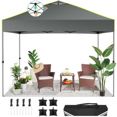 Hoteel Canopy 10x10 Pop Up Canopy Tent 1-Button Push Easy up Outdoor Canopy Instant Portable Commercial Shelter Waterproof UPF50+ Gazebo with Reflective Strip, Air Vent & 4 Sandbags, White