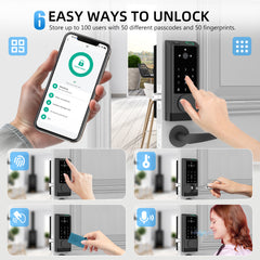 HOTEEL G1 Smart Lock with Camera, Keyless Entry Door Lock with Doorbell,App Remote Control,WiFi Fingerprint Door Lock,Two-Way Video,Human Detection,IP65 Waterproof, with Keys and IC Cards,Sliver