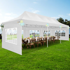 HOTEEL 10’x30' pop-up tent, suitable for parties, heavy-duty easy-to-set-up tent with 8 side walls, outdoor commercial instant gazebo, suitable for wedding events, with portable bag