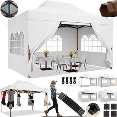HOTEEL 10'x15' Heavy Duty Canopy Tent for Outside,Commercial Pop Up Gazebo with 4 Waterproof Walls,Hexagonal Frame & Roller Ba,Outdoor Weddings,Parties