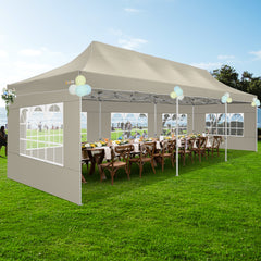 HOTEEL 10’x30' pop-up tent, suitable for parties, heavy-duty easy-to-set-up tent with 8 side walls, outdoor commercial instant gazebo, suitable for wedding events, with portable bag