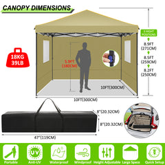 HOTEEL 10x10 Pop Up Canopy Tent with 4 Removable Sidewalls,Waterproof Commercial Instant Gazebo Outdoor Tents for Party/Exhibition/Picnic with Carry Bag