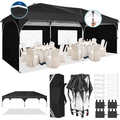 HOTEEL 10'x20' Up Pop Up Canopy Tent, Party Tents with One Push Central Button Air Vent, Instant Canopy Tent with Sidewalls & Reflective Strip