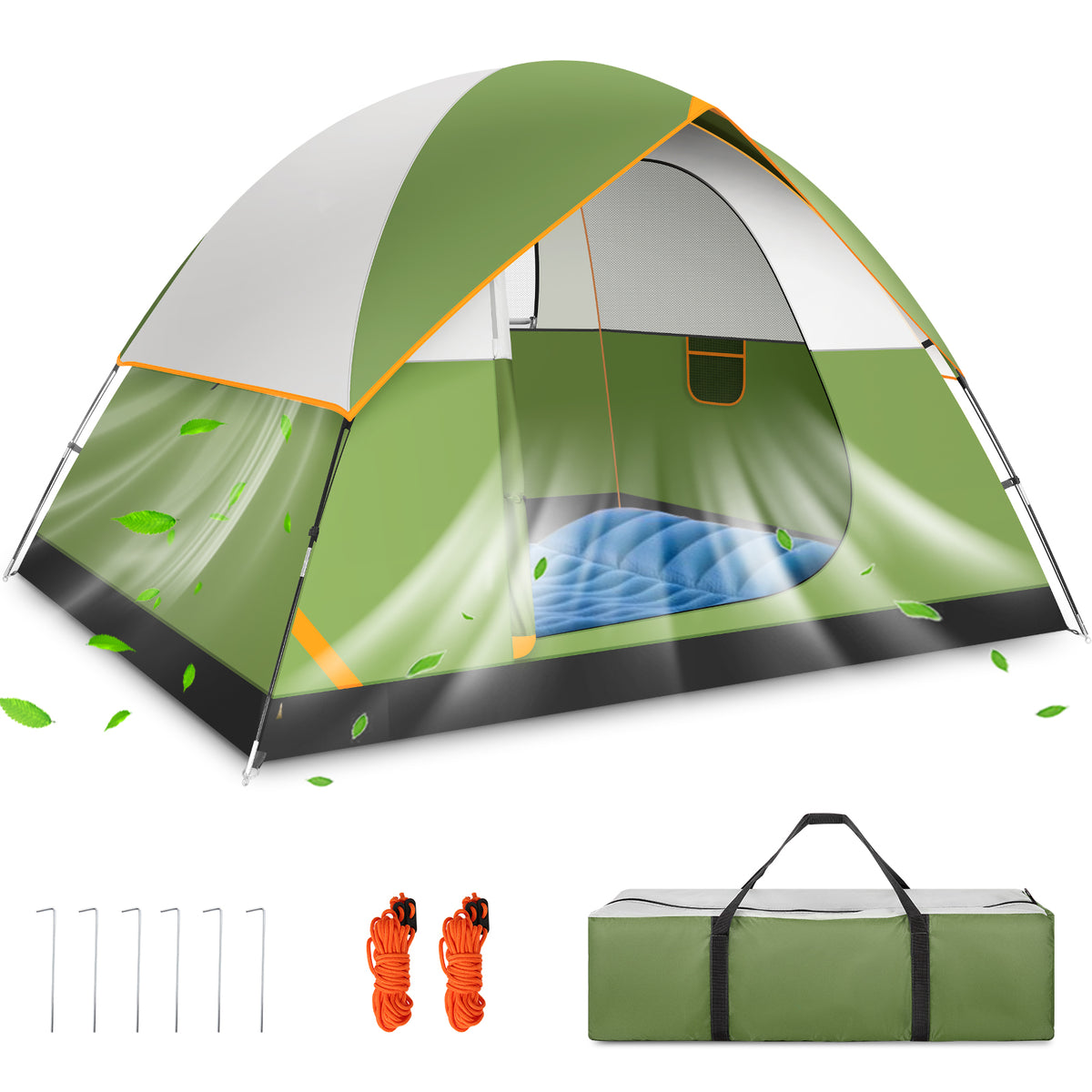 HOTEEL 4 Person Tent for Camping, Easy Setup Camping Tent with Rainfly & Screen Windows for Camping/Traveling/Family Gathering/Hiking/Beach