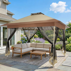 COBIZI Gazebo 13x13FT Pop Up Canopy, Canopy Tent with Mosquito Netting for Lawn, Garden, Backyard & Patio - Carpas para Patio- Water Resistant and UPF50+