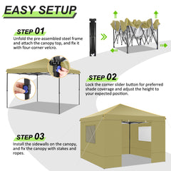 HOTEEL 10x10 Pop Up Canopy Tent with 4 Removable Sidewalls,Waterproof Commercial Instant Gazebo Outdoor Tents for Party/Exhibition/Picnic with Carry Bag