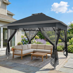 COBIZI Gazebo 13x13FT Pop Up Canopy, Canopy Tent with Mosquito Netting for Lawn, Garden, Backyard & Patio - Carpas para Patio- Water Resistant and UPF50+