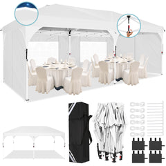HOTEEL 10'x20' Up Pop Up Canopy Tent, Party Tents with One Push Central Button Air Vent, Instant Canopy Tent with Sidewalls & Reflective Strip