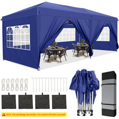 HOTEEL 10'x20' Pop Up Canopy with Sidewalls,Easy Up Canopy Tent with Carry Bag,Outdoor Canopies with 4 Sandbags,Large Tents for Outdoor Events,Wedding,Backyard,Commercial,Black