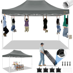 HOTEEL 10x15 Heavy Duty Canopy Tent ,Pop up Canopy for Parties Wedding,Commercial Easy up Gazebo with Roller Bag,UV 50+ &,Gray