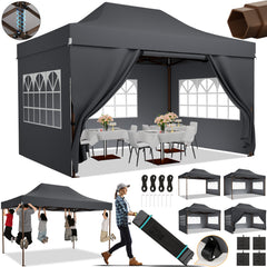 HOTEEL 10'x15' Heavy Duty Canopy Tent for Outside,Commercial Pop Up Gazebo with 4 Waterproof Walls,Hexagonal Frame & Roller Ba,Outdoor Weddings,Parties