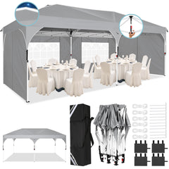 HOTEEL 10'x20' Up Pop Up Canopy Tent, Party Tents with One Push Central Button Air Vent, Instant Canopy Tent with Sidewalls & Reflective Strip