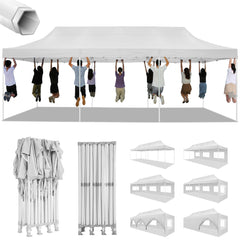 HOTEEL 10’x30' pop-up tent, suitable for parties, heavy-duty easy-to-set-up tent with 8 side walls, outdoor commercial instant gazebo, suitable for wedding events, with portable bag