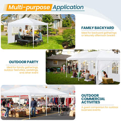 HOTEEL Party Tent 10x10 Canopy Tents for Parties with 6 Removable Sidewalls, Waterproof Outdoor Tent for Weddings and Events